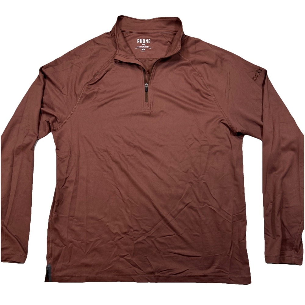 Rhone Long Sleeve Men M Cocoa Brown 1/4 Zip Pullover‎ Golf Performance "Octagon"